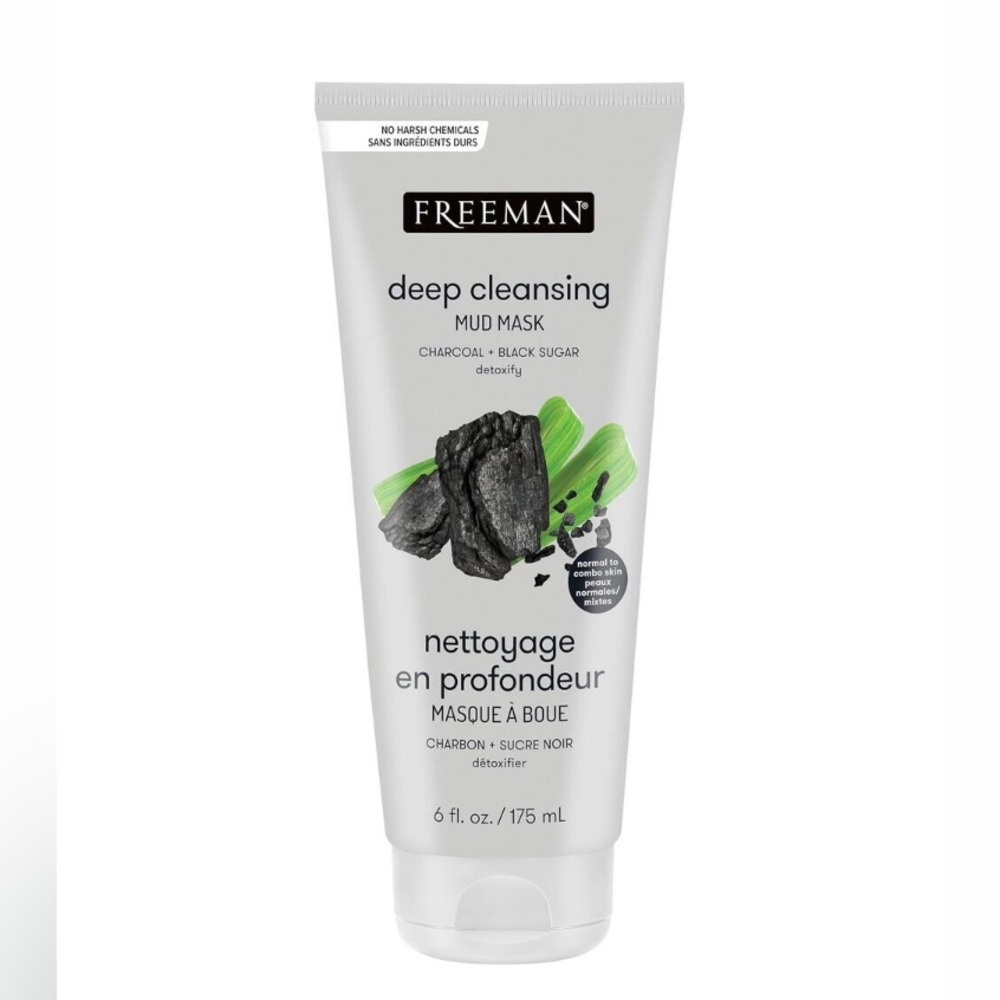 Freeman Deep Cleansing Mud Mask Charcoal Black Sugar Detoxify 6 oz